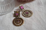 Pink stone Polki  earring (1-4085)(B)