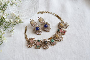 Navratan Polki necklace (4-8506)(B)