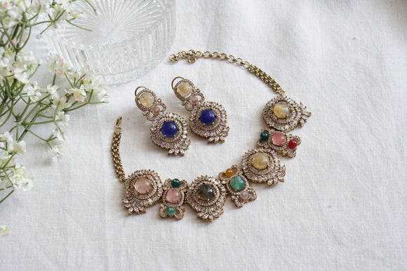Navratan Polki necklace (4-8506)(B)