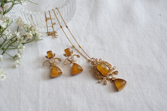 Yellow Polki Pendant set (4-8516)(B)