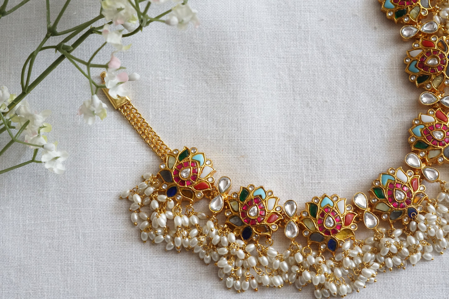 Navratan Kundan Necklace (4-9090)(KA) - JEWELSTYLE