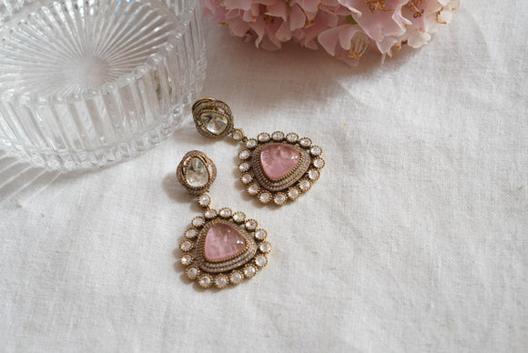 Pink Polki Earrings  (1-4095)(R)