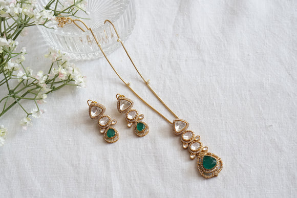 Green & White Polki Pendant (4-8509)(B)