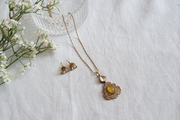 Yellow Polki Pendant set (4-8514)(B)