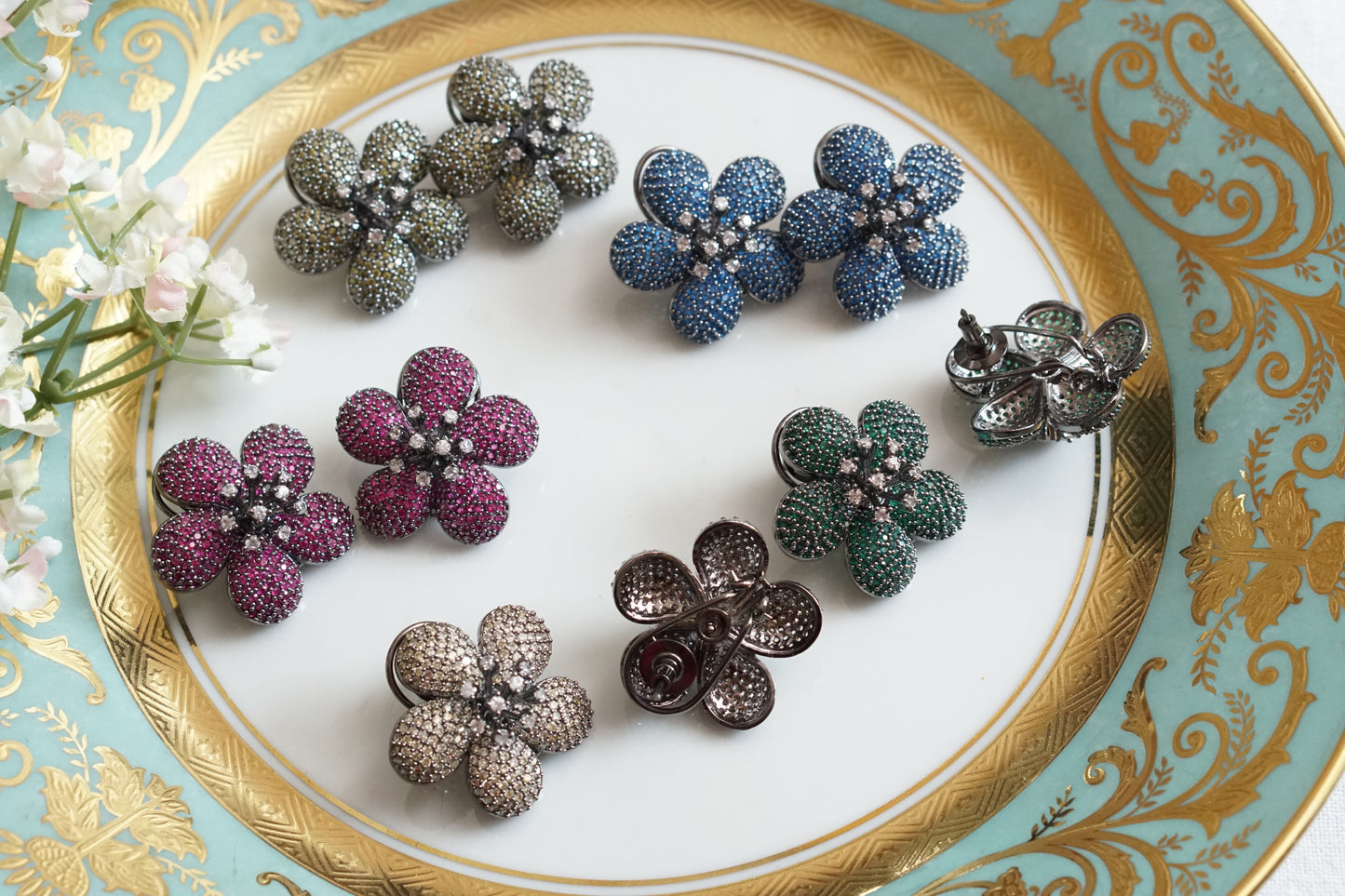 AD Flower Earring (1-4824)(B) - JEWELSTYLE