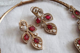 Pink & White Polki necklace (4-8508)(B)