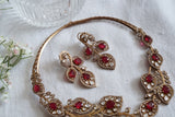 Pink & White Polki necklace (4-8508)(B)
