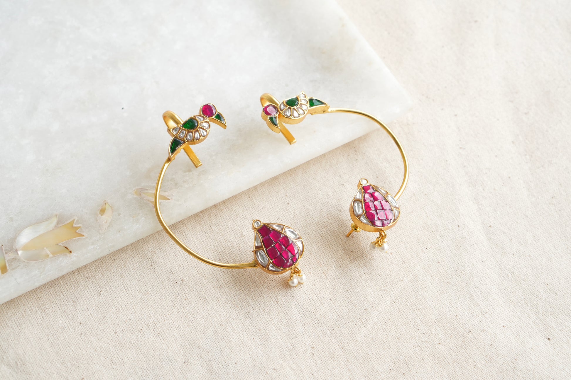Kundan Earcuff Earrings (1-5073)(R) - JEWELSTYLE