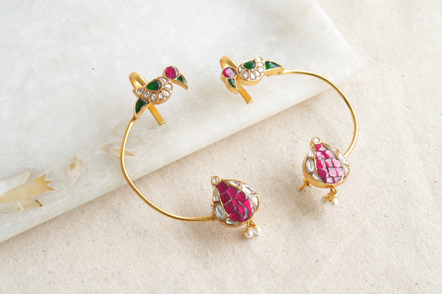 Kundan Earcuff Earrings (1-5073)(R) - JEWELSTYLE