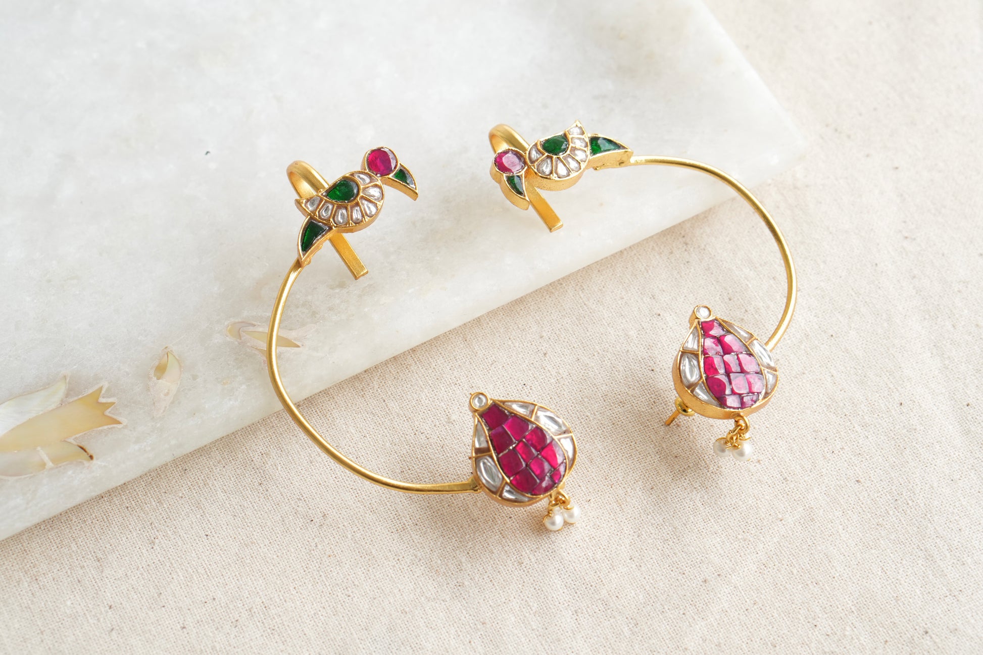 Kundan Earcuff Earrings (1-5073)(R) - JEWELSTYLE