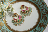 Pink & White Kundan Earrings (1-4672)(K)(offer piece)