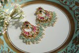 Pink & White Kundan Earrings (1-4672)(K)(offer piece)