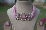 Pink  Stone Polki Necklace set  (4-7785) (B)