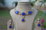 Blue Stone Polki Necklace set  (4-7784) (B)