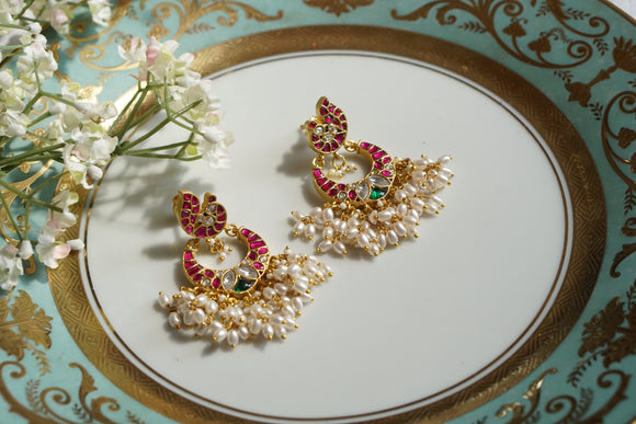 Pink Kundan Earrings (1-4670)(K)