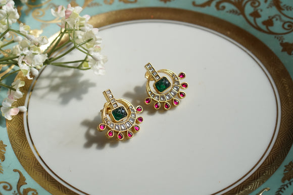 Pink & White Kundan Studs (1-4677)(K)(offer piece)