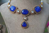 Blue Stone Polki Necklace set  (4-7784) (B)