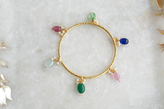 Multi Colour Beads Bangles (3-487)(R)(Size 2’4))