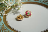 Pink & White Kundan Studs (1-4678)(K)