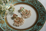 Pink & Green Kundan Earrings (1-4668)(K)