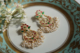 Pink & Green Kundan Earrings (1-4668)(K)