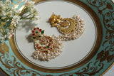 Pink & Green Kundan Earrings (1-4668)(K)