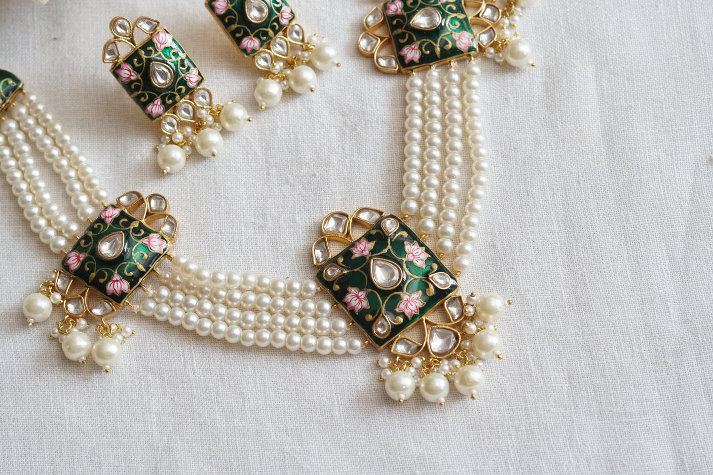 Blue Meena Kundan Necklace Set  (4-9100)(R) - JEWELSTYLE