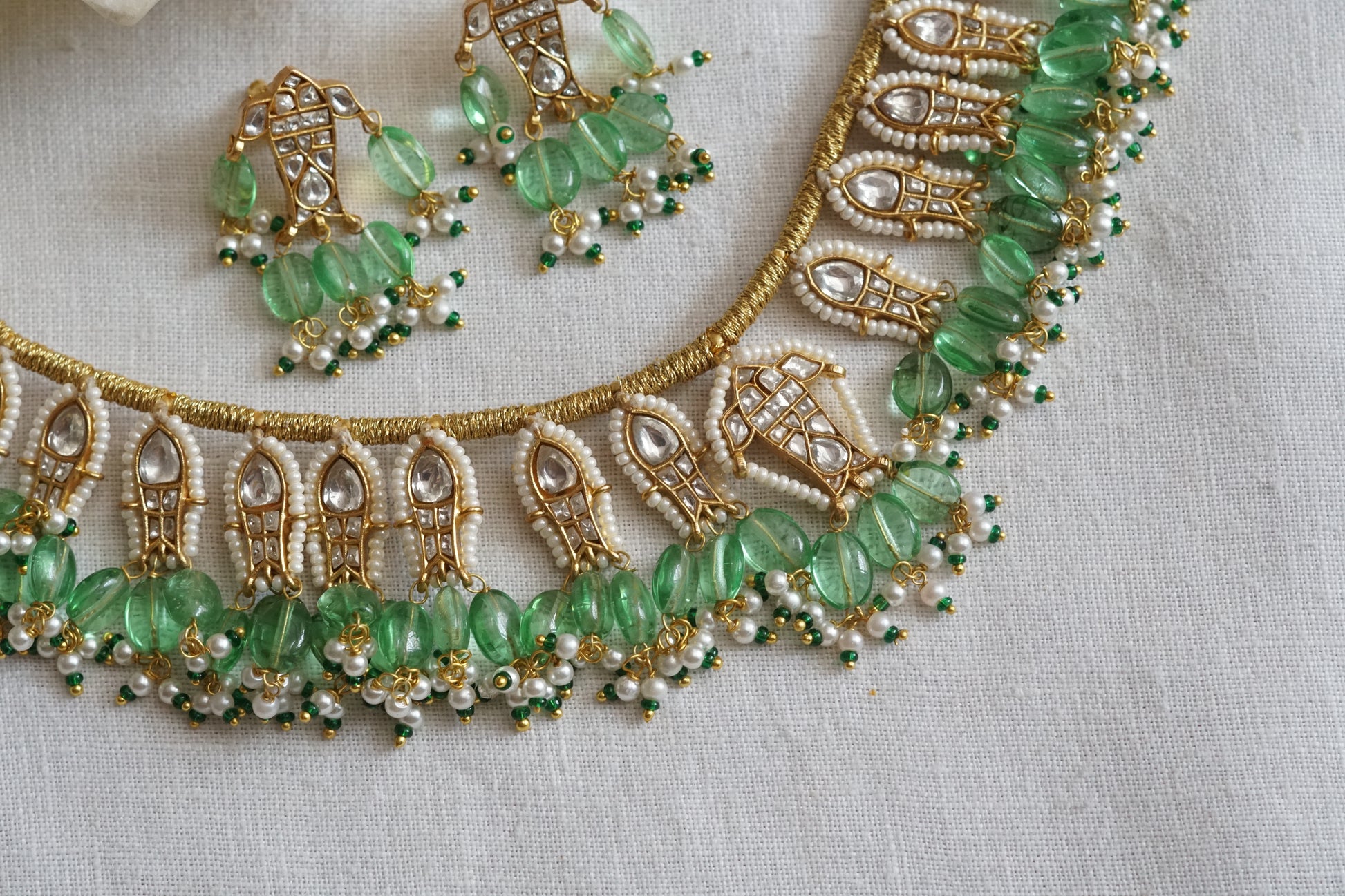 Fish Kundan Necklace Set  (4-9099)(R) - JEWELSTYLE