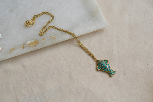 Turquoise Fish Pendant Chain (4-9007)(A)