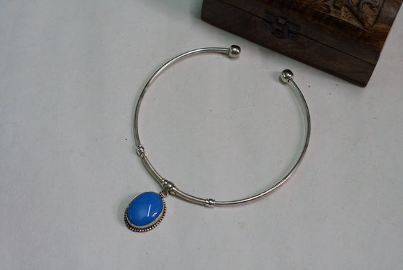 Blue stone Oxidised Hasli Necklace (4-7210)