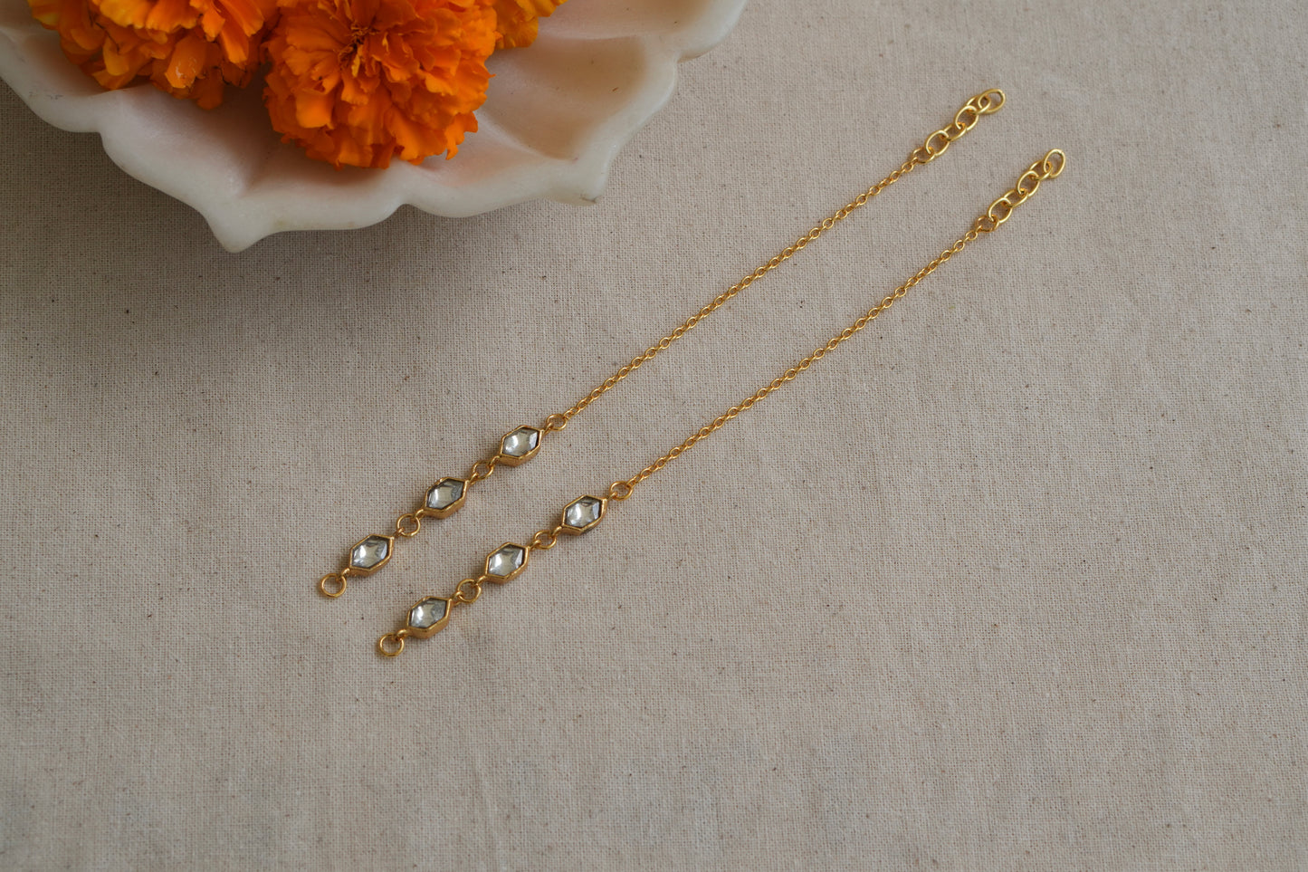 Kundan Earchain(9-368)(R) - JEWELSTYLE