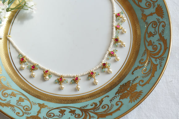 Pink Kundan necklace (4-8540)(K)