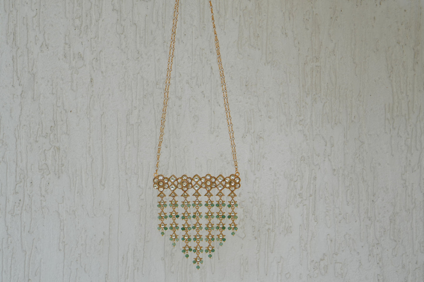 Kundan Long Pendant Chain (4-9008)(R) - JEWELSTYLE