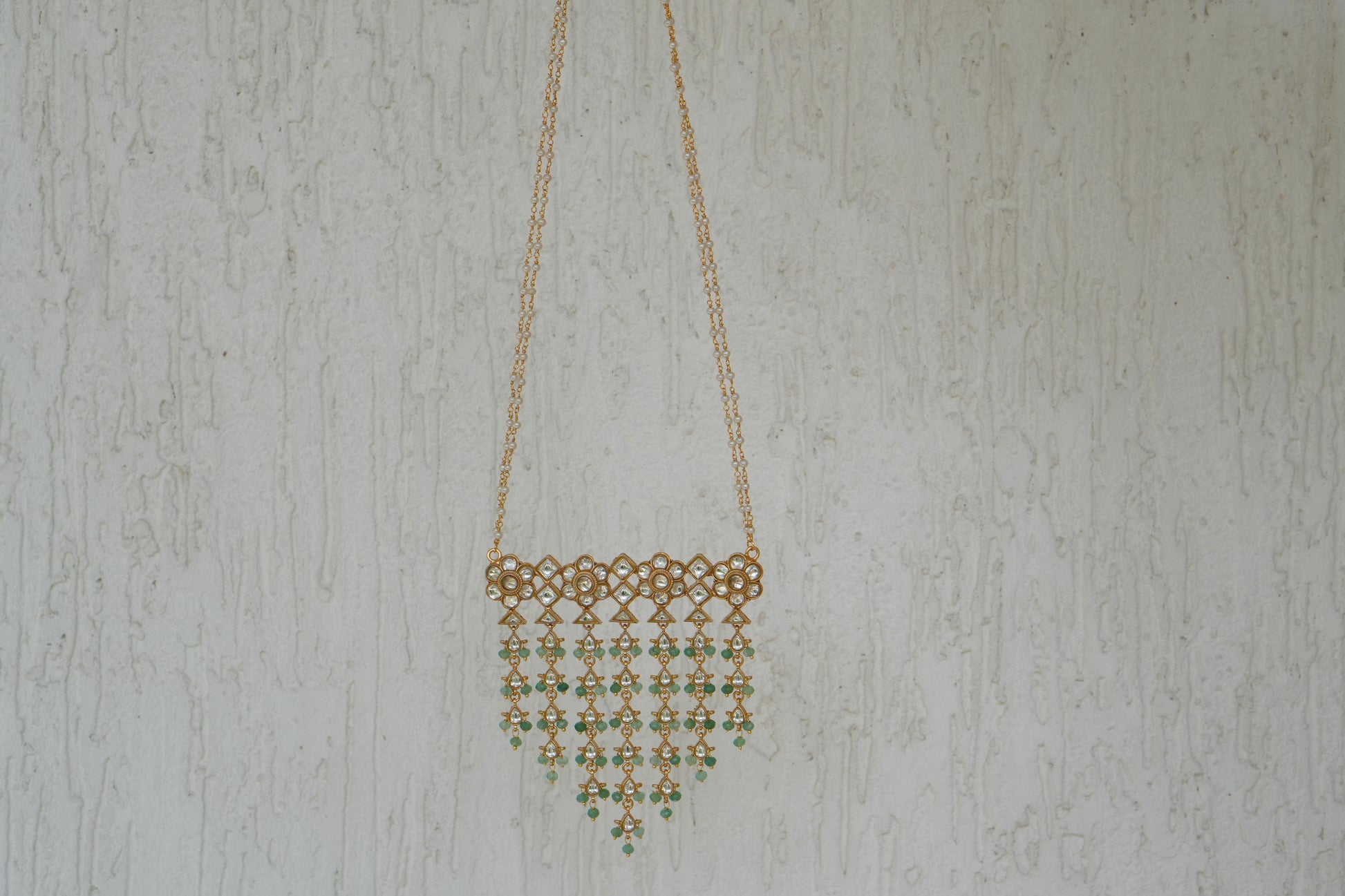 Kundan Long Pendant Chain (4-9008)(R) - JEWELSTYLE