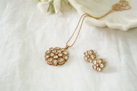 Polki pendant Necklace set (4-8125)(B)