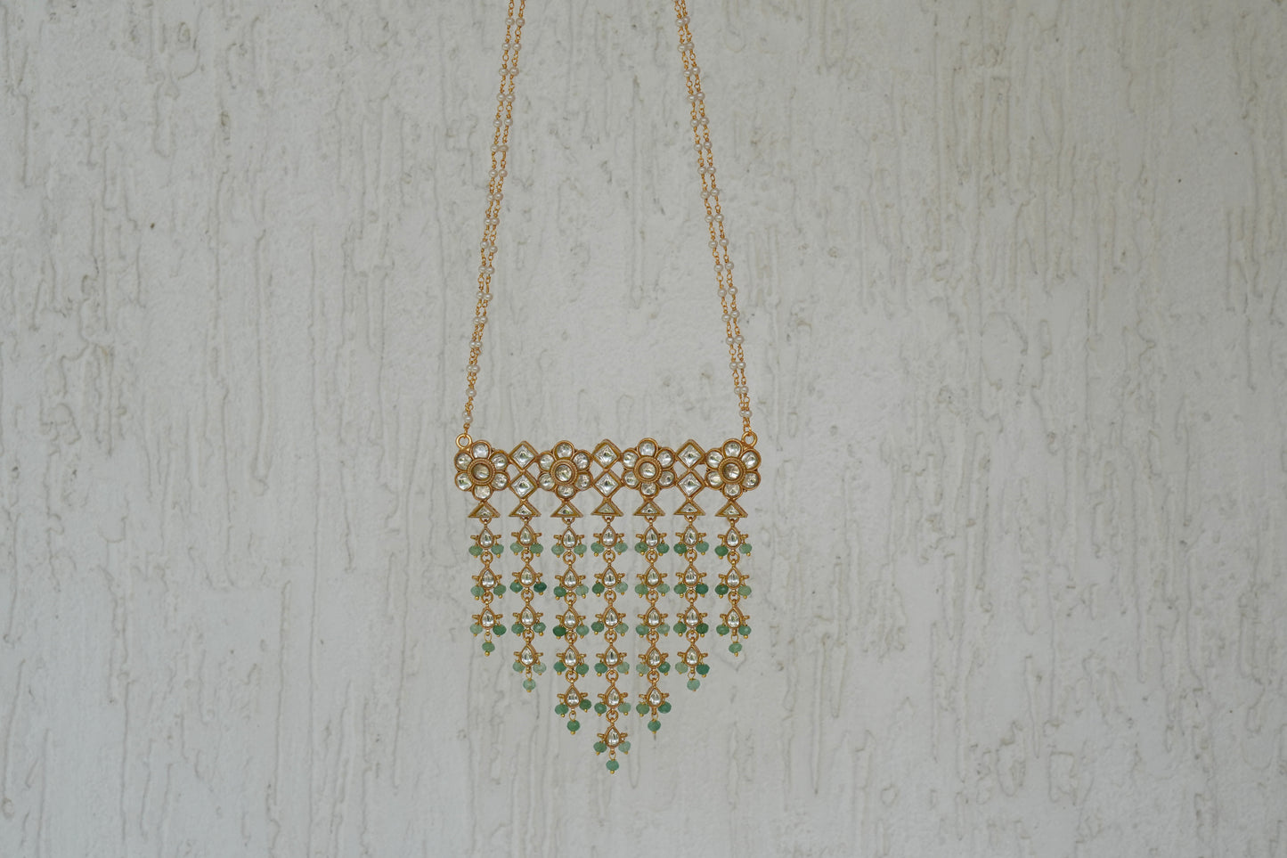 Kundan Long Pendant Chain (4-9008)(R) - JEWELSTYLE