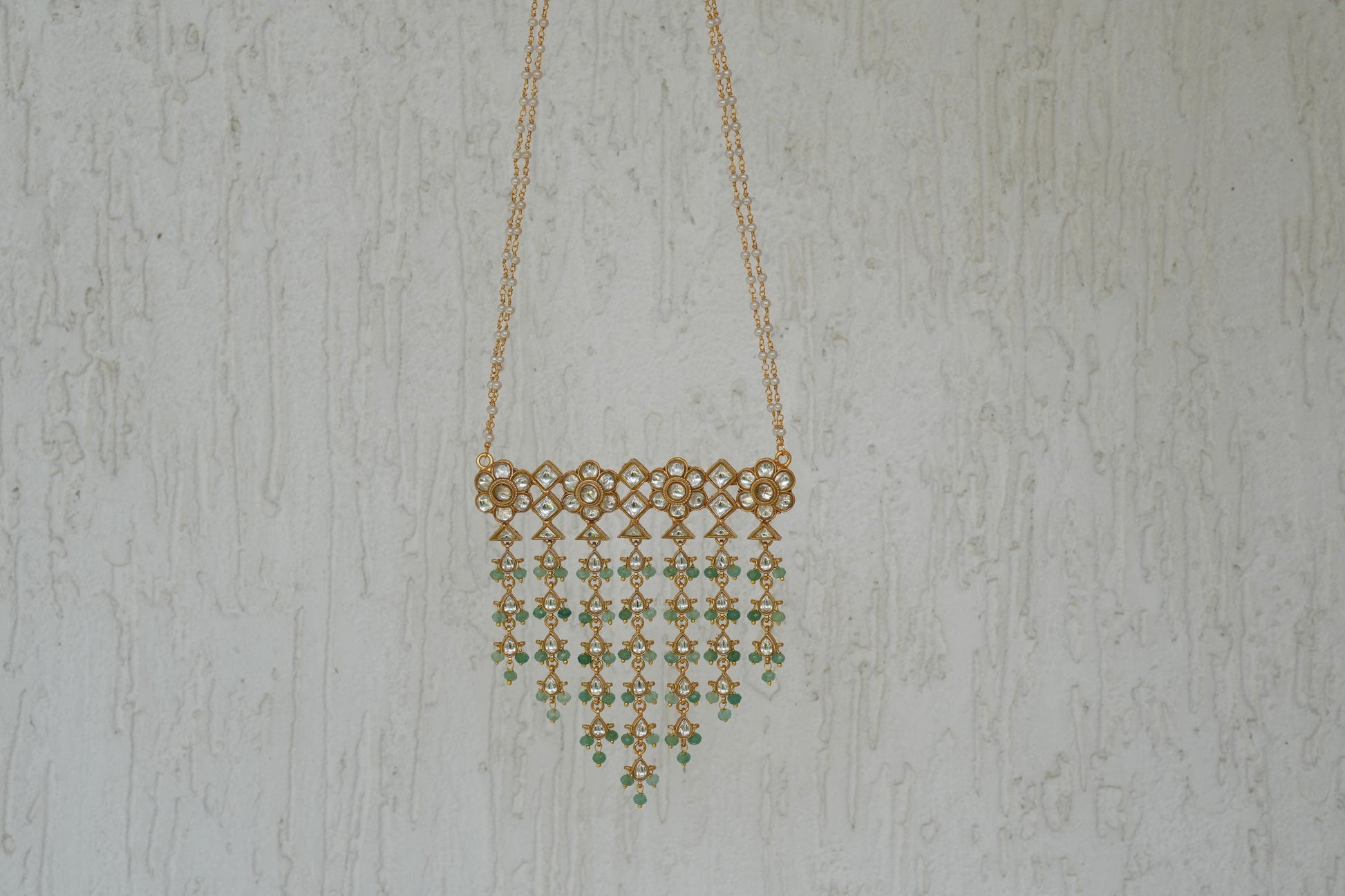 Kundan Long Pendant Chain (4-9008)(R) - JEWELSTYLE