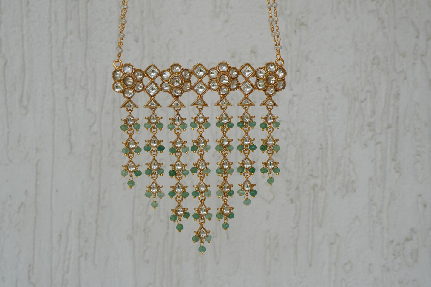 Kundan Long Pendant Chain (4-9008)(R) - JEWELSTYLE