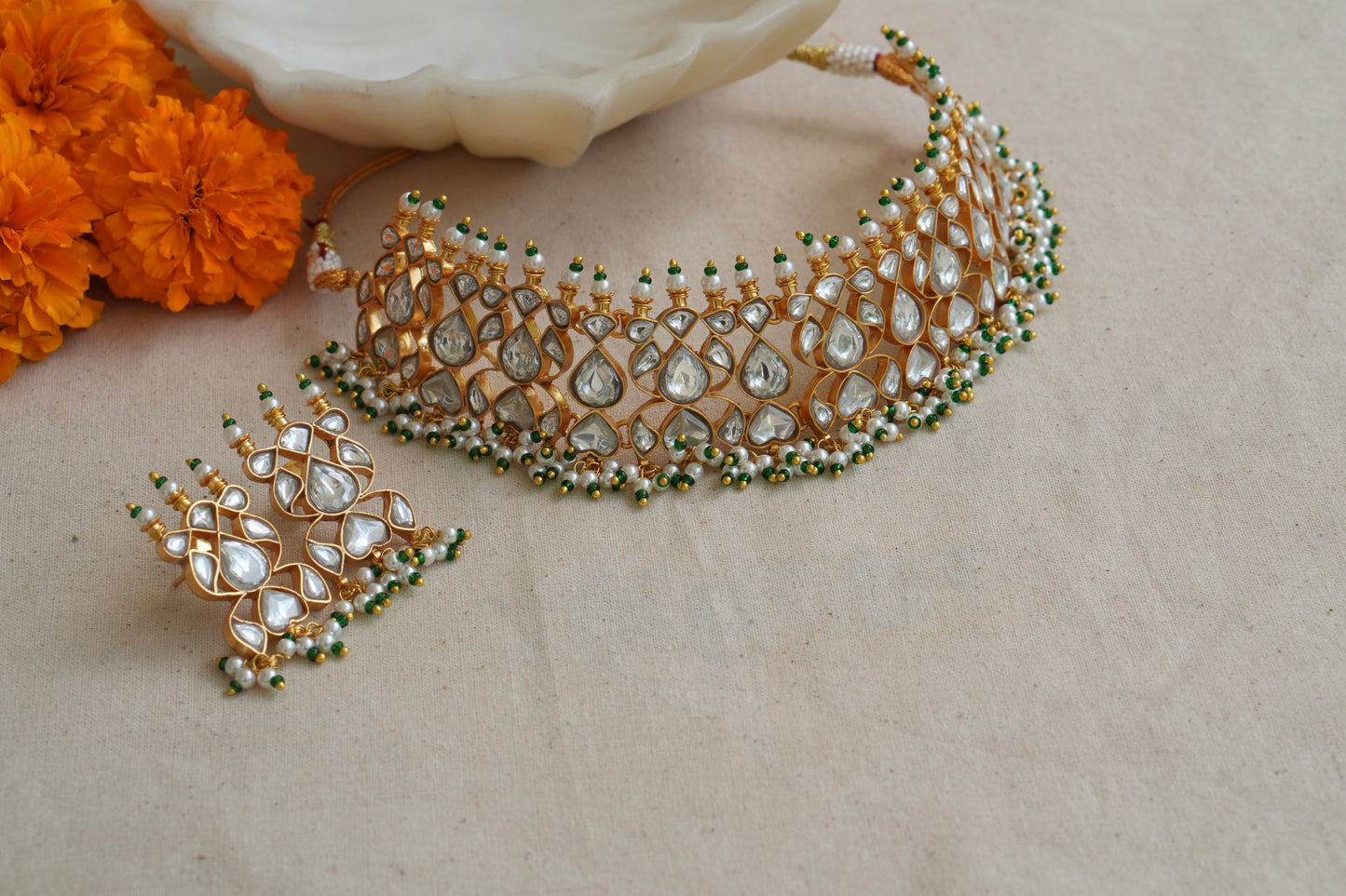 Kundan  Choker Set (4-9010)(R) - JEWELSTYLE
