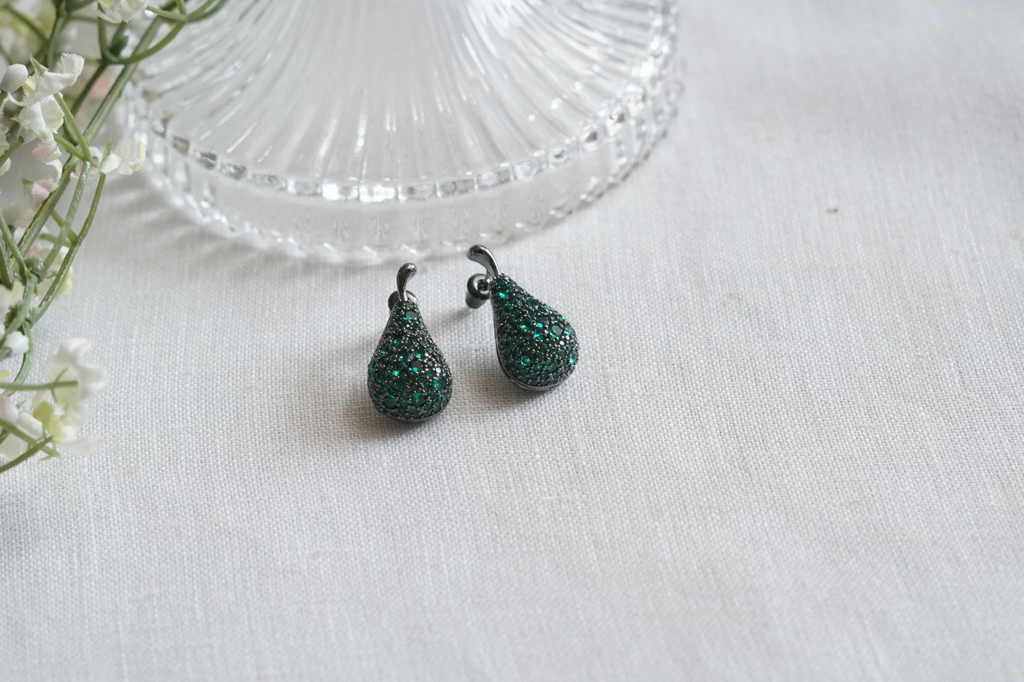 Green stone Studs (1-5180)(from turkey) - JEWELSTYLE