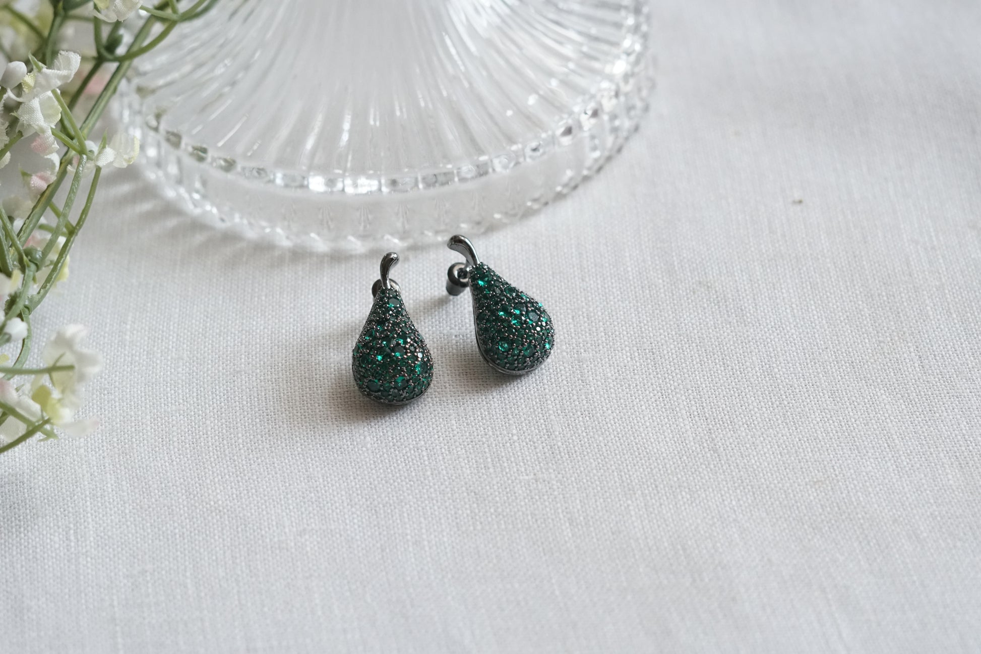 Green stone Studs (1-5180)(from turkey) - JEWELSTYLE