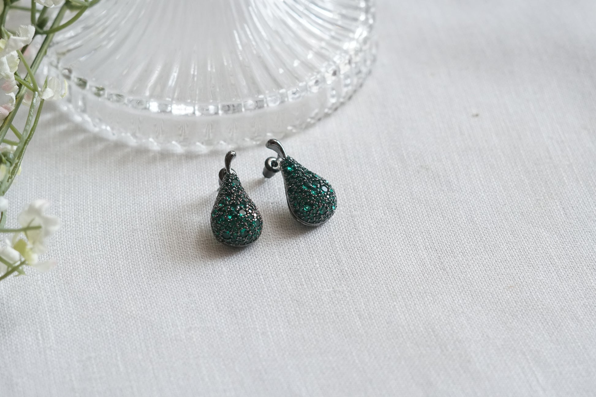 Green stone Studs (1-5180)(from turkey) - JEWELSTYLE
