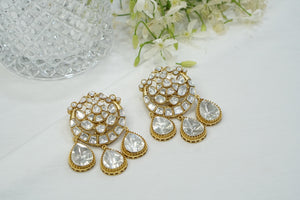 White Stone Polki Earring (1-3875)(B)