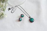 Ruby stone and aqua stone Pendant Set (4-9138)(from turkey) - JEWELSTYLE