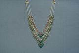 Pink, Green & White kundan 3 line ranihaar necklace (4-8542)(S)