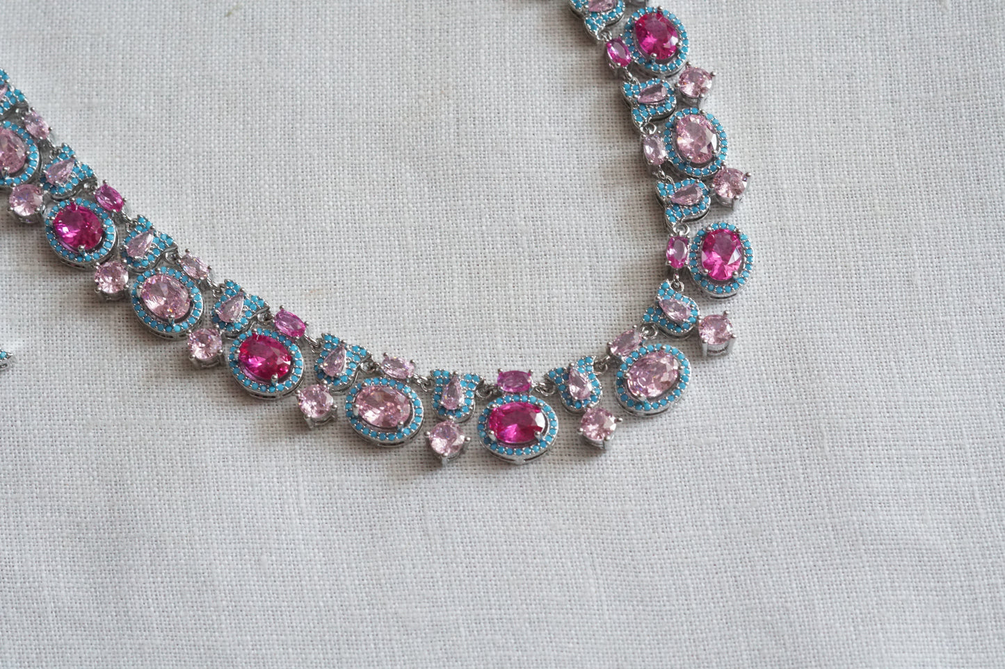 Pink and Turquoise Necklace Set (4-9136)(from turkey) - JEWELSTYLE