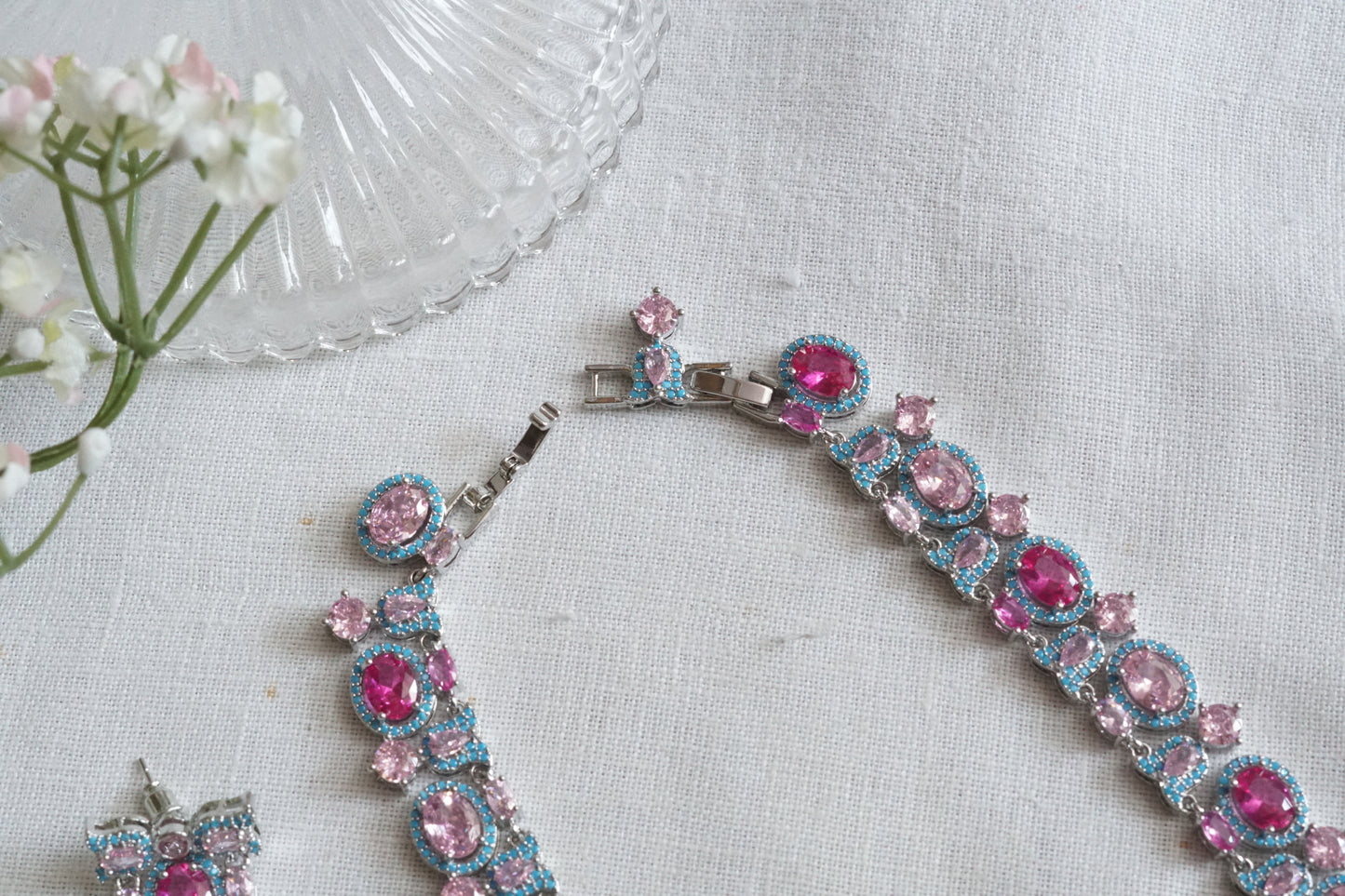 Pink and Turquoise Necklace Set (4-9136)(from turkey) - JEWELSTYLE