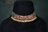 Pink, Green & White kundan choker (4-8537)(K)
