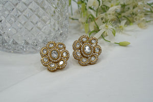 White Stone Polki Studs (1-3872)(B)