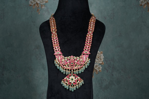 Pink, Green & White pendant Necklace (4-8524)(K)